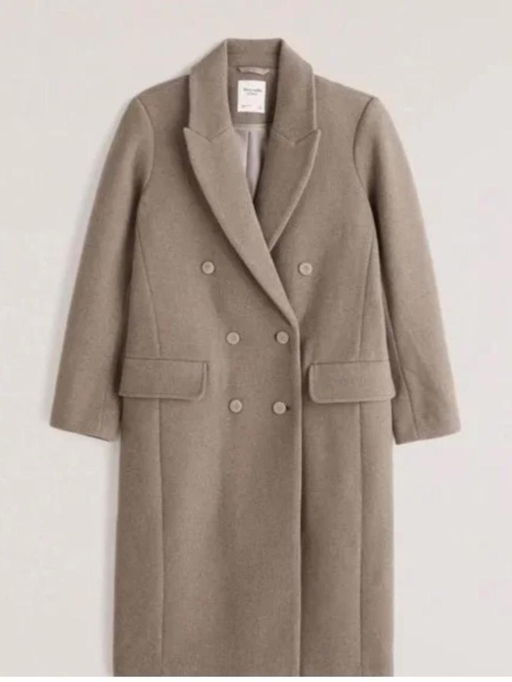 Womens Double-Breasted Wool-Blend Coat - Taupe
